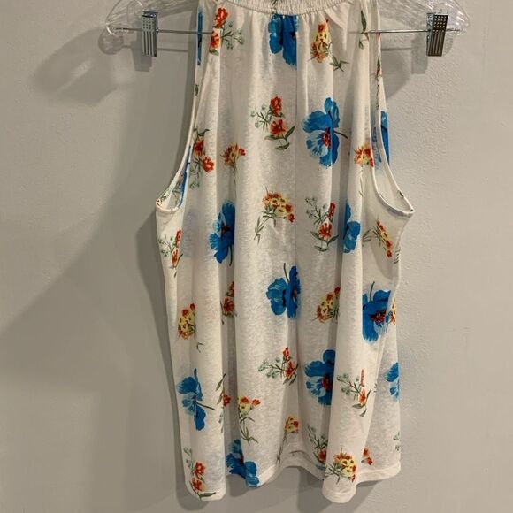 LOFT Floral Tank Top - White and Blue - Picture 6 of 10